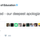 Screenshot of a tweet by the Department of Education with yet another error (Twitter)